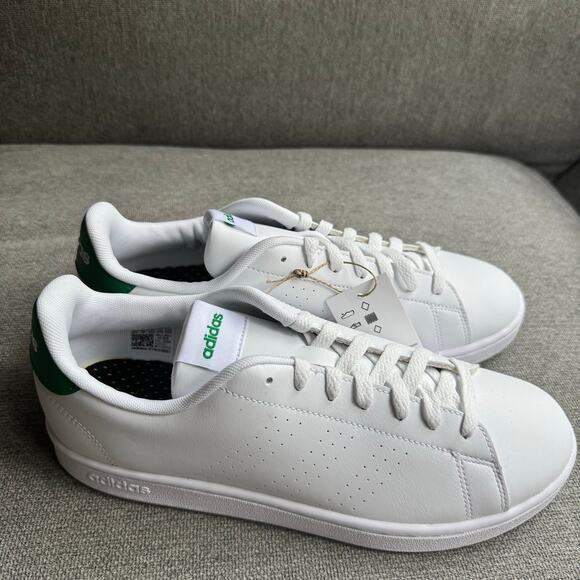 Adidas Advantage Base Court Lifestyle Cloud White Green  Sz 9.5 NIB - Picture 1 of 12